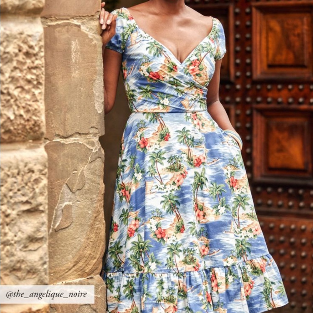 Tropical Blue Floral Dress from The Pretty Dress Company